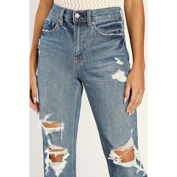 NWT Eunina Codi Distressed Medium Wash High Rise Dad Jeans Sz 7 - Picture 15 of 16